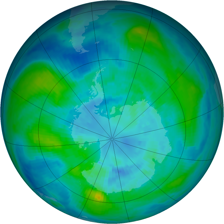 Antarctic ozone map for 30 March 1984